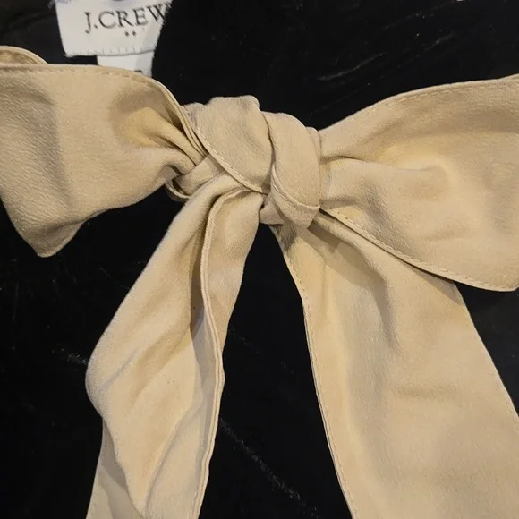 J. Crew Black Ruffle Mock Neck Velvety Tank Blouse With Accent Bow - Picture 4 of 9